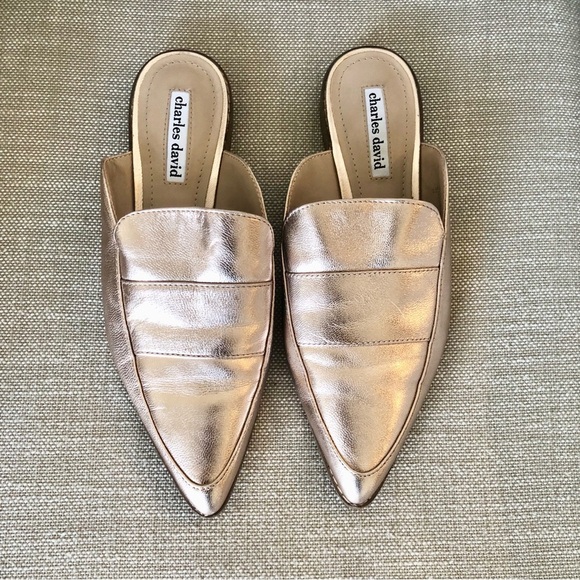Charles David metalic rose gold pointed toe flats size 6.5 - Picture 2 of 9